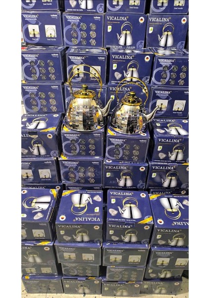 Vıcalına Çaydanlık Set Model Alman Markası Paslanmaz Çelik Çaydanlık &ocak Üstü Isıtıcı Ithal modelleri