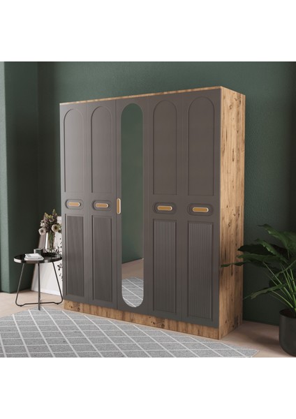 Pera 5 Kapaklı Eko Gardırop - Mdf Kapak