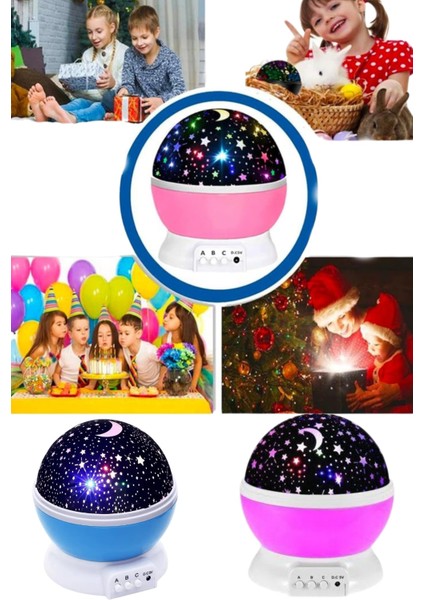 Renkli Yıldızlı Gökyüzü Projeksiyon Gece Lambası Pilli ve USB Kablolu - CHT6495-9878 fiyatları