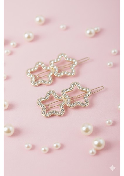 Ikili Yıldız Şekilli Metal Toka, Metal Klipsli Ikili Yıldız Toka (2 Adet) fiyatları