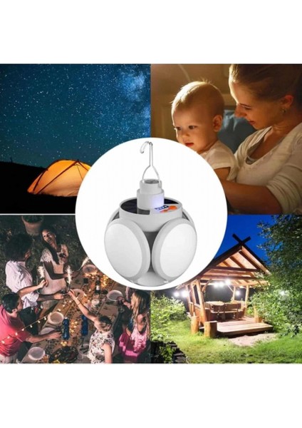 Katlanabilir Askılı Kamp Lambası 5 Kanatlı Pratik Güneş Enerjili modelleri