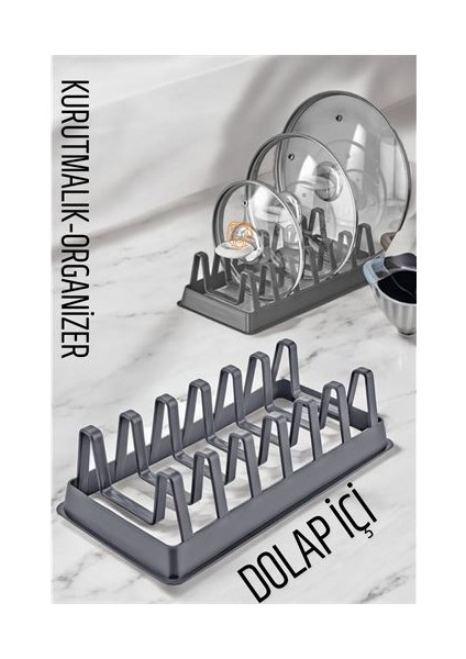 Hsnet Tabak Düzenleyici Kurutmalık Dolap Içi Tencere Kapak Organizer Gri - ?79?88E6-5G7679