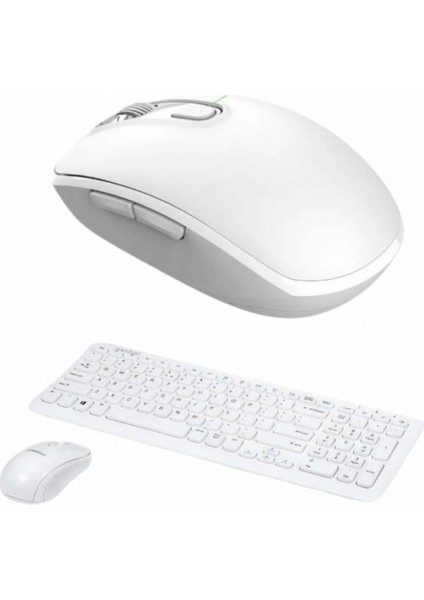 Kablosuz Klavye Mouse Seti Beyaz Q Klavye Tüm Cihazlara Uyumlu fırsatları