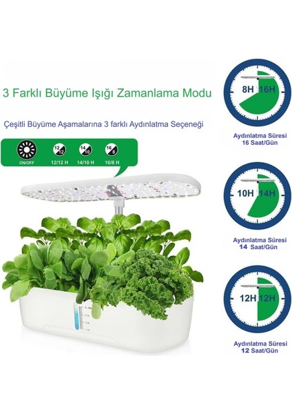 Hidroponik Topraksız 12 Bölme Bitki Yetiştirme Kiti 3 Mod 139 LED Tam Spekturum Bahçe Kit fiyatları
