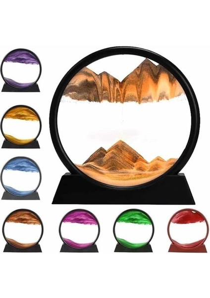 7 Inç Mavi Orta Boy Dekoratif Yuvarlak Şık Kum Tablosu Modern Dekoratif Süs - ?27?99E6-4G7227