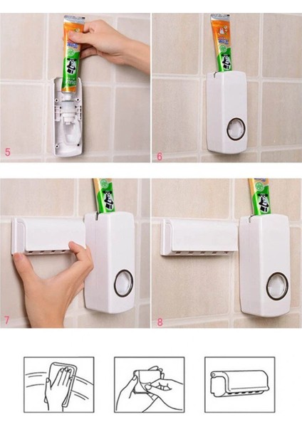 Otomatik Diş Macunu Sıkacağı ve 5 Adet Diş Fırası Tutacağı Diş Fırçalığı (5047) fırsatları