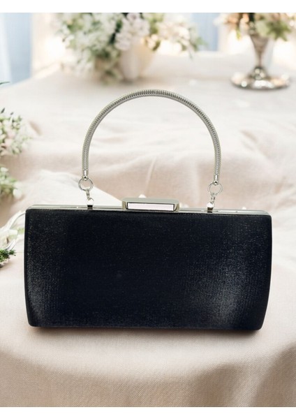 Siyah Saten Abiye Çanta, Metal Saplı Şıklık fırsatları