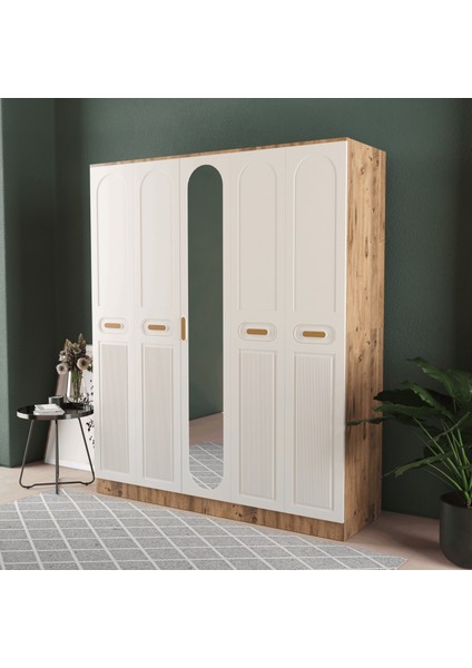 Pera 5 Kapaklı Eko Gardırop - Mdf Kapak