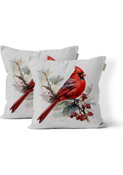 Yılbaşı Ardıç Kuşu Nakış Desenli, Dijital Baskılı, Çift Taraflı Kırlent Kılıfı. 2'li Set Kırlent Kılıfı fiyatları
