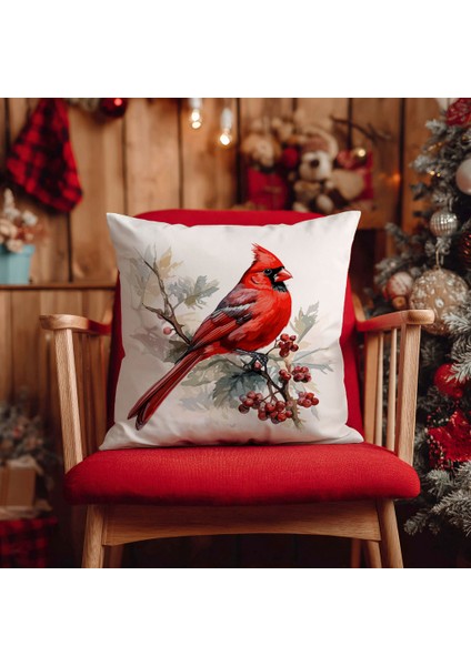 Yılbaşı Ardıç Kuşu Nakış Desenli, Dijital Baskılı, Çift Taraflı Kırlent Kılıfı. 2'li Set Kırlent Kılıfı modelleri