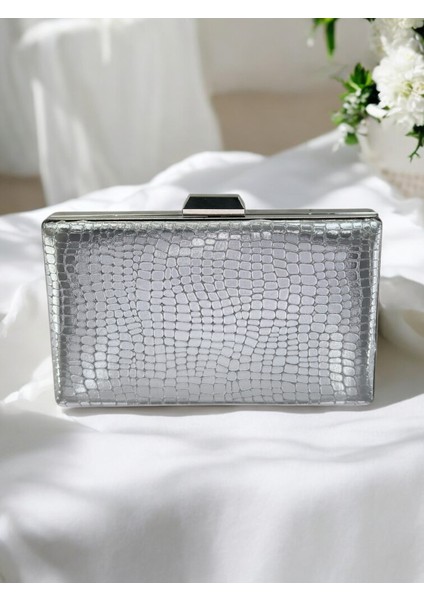 Gümüş Ithal Krokodil Timsah Lazer Sim Desenli Abiye Çanta fiyatları