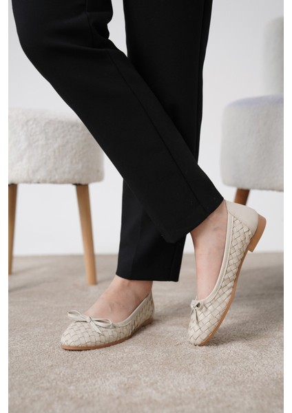 Twis Kadın Örgü Detaylı Fiyonklu Deri Babet fırsatları