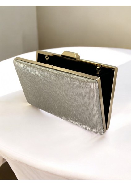 Altın Lazer Çizgili Desenli Abiye Çanta Gece Nikah Düğün Nişan Mezuniyet Portföy modelleri