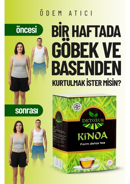 İLK HAFTADA HAFİFLE!! kinoa Bitki detox Çayı Form Kino’lı Çayı detoks zayıflama bitkisel diyet ürünleri besin destekleyici 1 kutu 30 adet ) odem vesıskınlık kapsül