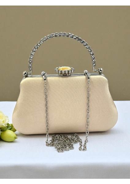 Ten Nude Renk Simli Saten Kristal Taşlı Saplı Kadın Abiye Çanta Düğün Nişan Mezuniyet indirimleri