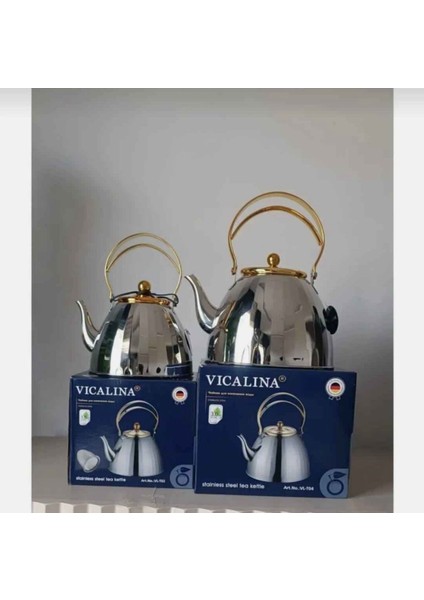Vıcalına Çaydanlık Set Model Alman Markası Paslanmaz Çelik Çaydanlık &ocak Üstü Isıtıcı Ithal