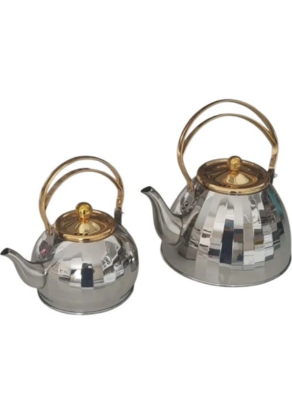 Vıcalına Çaydanlık Set Model Alman Markası Paslanmaz Çelik Çaydanlık &ocak Üstü Isıtıcı Ithal modelleri