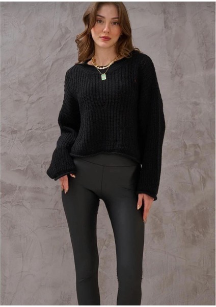 Mtxdpn Salaş Delik Detaylı Kazak Siyah (Beden: Standart) fırsatları