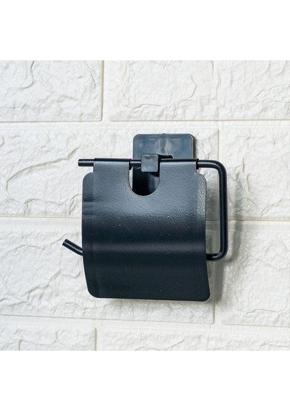 Kendiliğinden Yapışkanlı Siyah Paslanmaz Metal Kapaklı Tuvalet Kağıtlığı Aparatı (5047) fırsatları