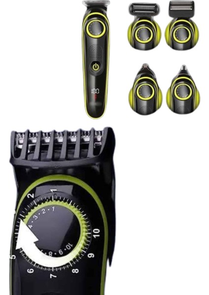 5 Başlıklı Şarjlı Tıraş Makinesi LED Ekran Saç Sakal Ense Tıraşına Uygun - ?89?16E0-7G3 fırsatları