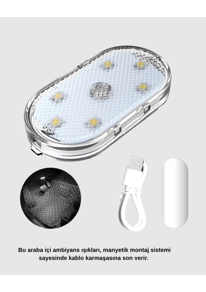 Manyetik Araba Içi Ambiyans LED Işık Seti – Kolay Montajlı ve Kablolara Gerek - F978K602-U50 fırsatları