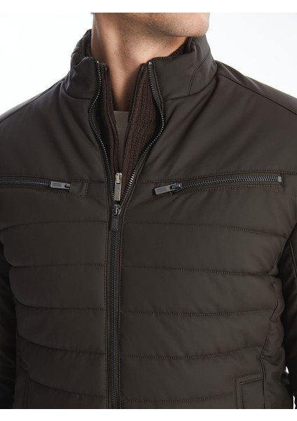 Yeni Sezon Slim Fit Dik Yaka Erkek Deri Görünümlü Mont modelleri