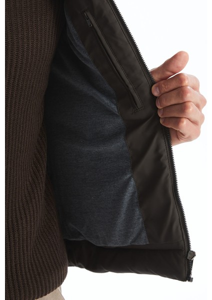 Yeni Sezon Slim Fit Dik Yaka Erkek Deri Görünümlü Mont fırsatları