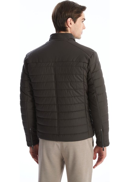 Yeni Sezon Slim Fit Dik Yaka Erkek Deri Görünümlü Mont indirimleri