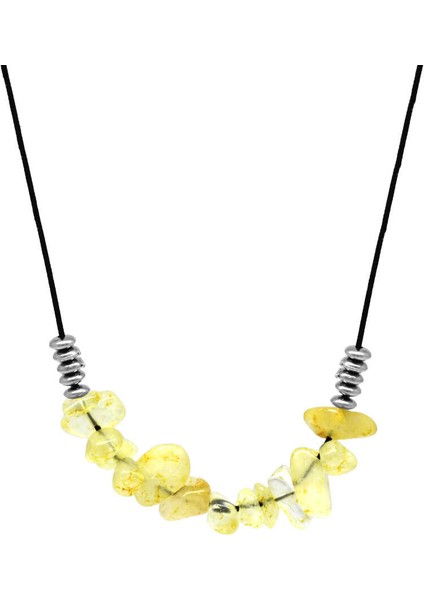 Zarif Ip Zincirli Doğal Form Sitrin Doğaltaş Kadın Kolye