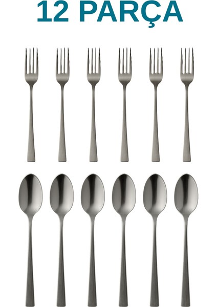 12 Parça Paslanmaz Çelik Yemek Çatal ve Kaşık Seti | 20 cm | Günlük & Endüstriyel Kullanım