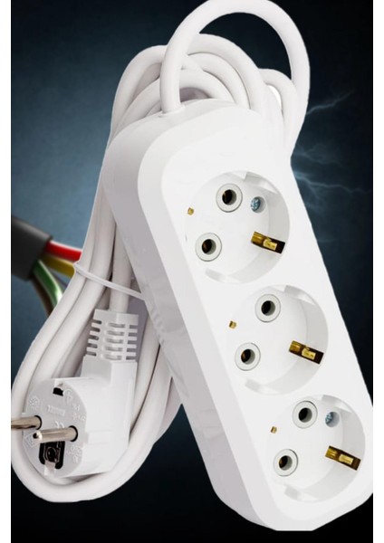 3 M Kablolu Topraklı Ara Kablosu Uzatmalı Seyyar 3lü Grup Priz fiyatları