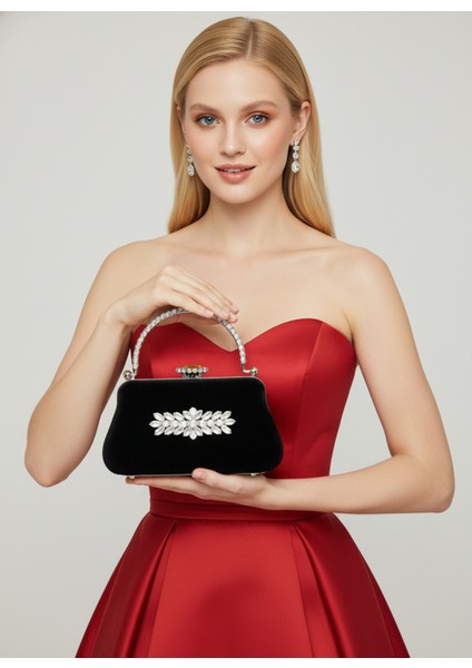 Renk Simli Saten Kristal Taşlı Saplı Kadın Abiye Çanta Düğün Nişan Mezuniyet