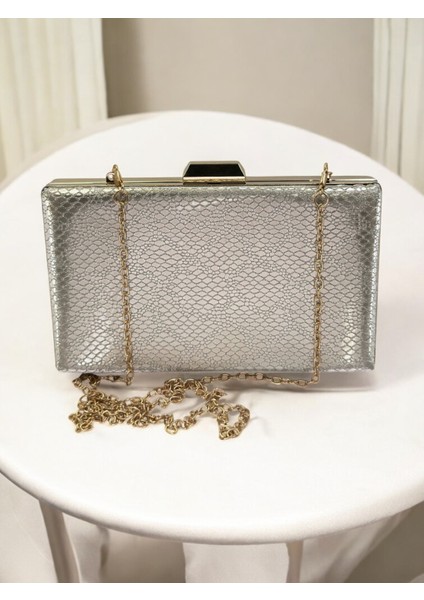 Altın Ithal Snake Yılan Lazer Sim Desenli Abiye Çanta indirimleri