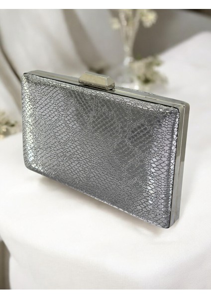 Platin Ithal Snake Yılan Lazer Sim Desenli Abiye Çanta fiyatları