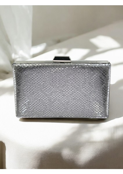 Platin Ithal Snake Yılan Lazer Sim Desenli Abiye Çanta modelleri