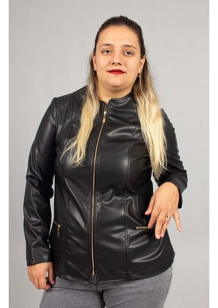 Yeni Sezon! Büyük Beden Suni Deri Içi Süet Siyah Mont Şıklık ve Sıcaklık Bir Arada modelleri