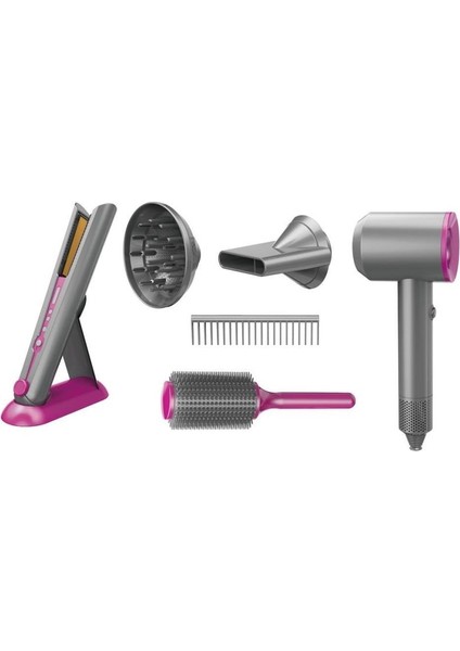 HUA-1019 Sesli ve Işıklı 2ın1 Lüks Saç Şekillendirici Set -Vardem Oyuncak fiyatları