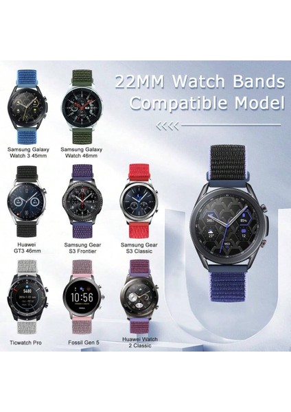 Huawei Watch Gt5 Gt4 Gt3 Gt2 GT2E/GT5 Pro Gt3 Pro Gt2 Pro 46MM) Spor Cırtlı Tekstil Kordon 22MM Loop modelleri