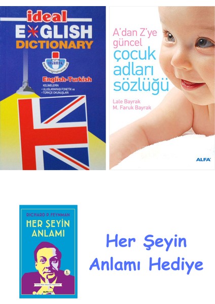 Ideal English Dictionary + Çocuk Adları Sözlüğü (Cep Boy) + Her Şeyin Anlamı