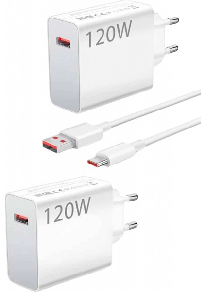120 Watt Turbo Hızlı Şarj Aleti Seti Hızlı Şarj Adaptörü Beyaz modelleri