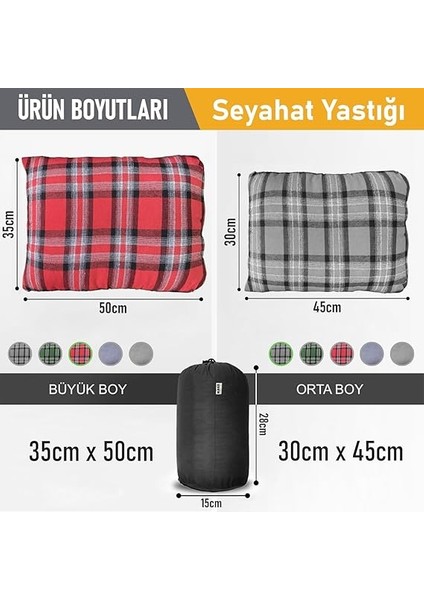 Kamp Yastığı, Seyahat Yastığı, Silikon Elyaf Dolgulu Hafif Küçük Yastık, Orta Sertlikte, Nefes Alabilir Kılıf, Kamp, Uçak ve Araba Yolculuk Için Ideal 30X45CM Flanel Yeşil modelleri