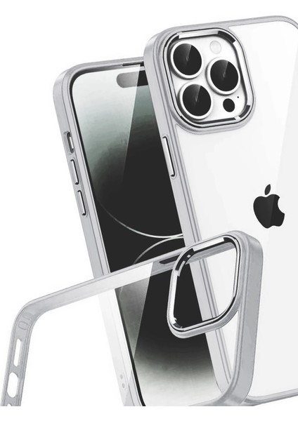 Drnds Newface Apple Iphone 15 Pro Max Razer Lensli Silikon - Gümüş modelleri