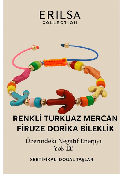 Sertifikalı Çapa Renkli Turkuaz Mercan Firuze Taşı Bileklik – Negatif Enerjiyi Yok Et Gücünü Hisset