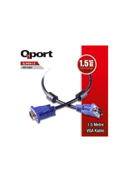 Qport Q-Vga1.5 15 Pın Fıltrelı VGA Kablo 1.5mt