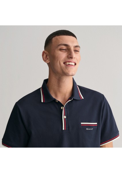 Erkek Lacivert Regular Fit Çizgili Polo indirimleri