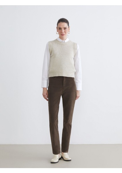 Yeni Sezon Dar Fit Kadife Kadın Pantolon