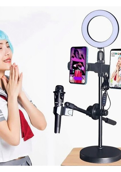 Profesyonel 4 In 1 Discord Youtuber Yayıncı Canlı Yayın Telefon Mikrofon Standı Işıklı 4 Lü Stand fırsatları