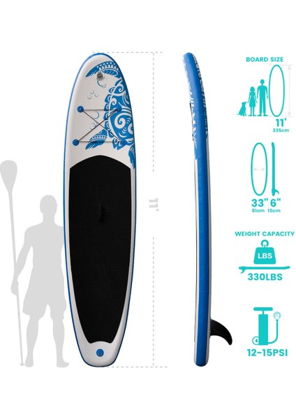 Turtle Şişme Sup Board/stand Up Paddle Board 335X85X15 cm Mavi modelleri