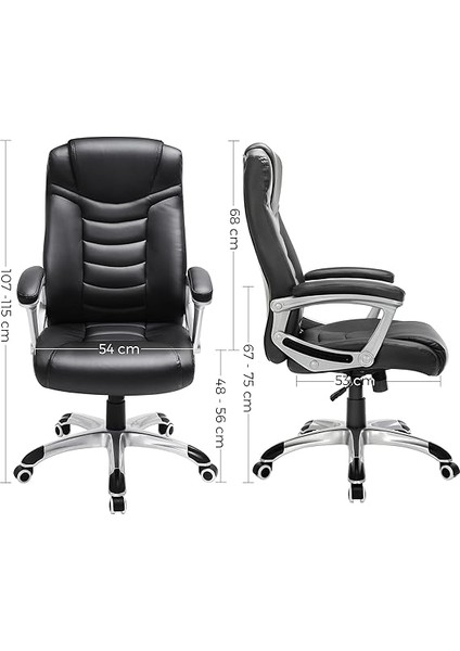 Ergonomik Ofis Koltuğu Yüksekliği Ayarlanabilir Döner Sandalye Sağlam, Dayanıklı, Siyah OBG21B 52X53X122 cm fırsatları