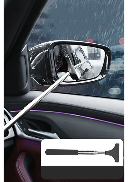 Teleskopik Uzayıp Kısalabilen Oto Ayna Cam Silme Aparatı Araç Cam Silecek Portatif Tasarım